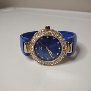 Blue And Gold Tone 6 Inch Cuff Watch